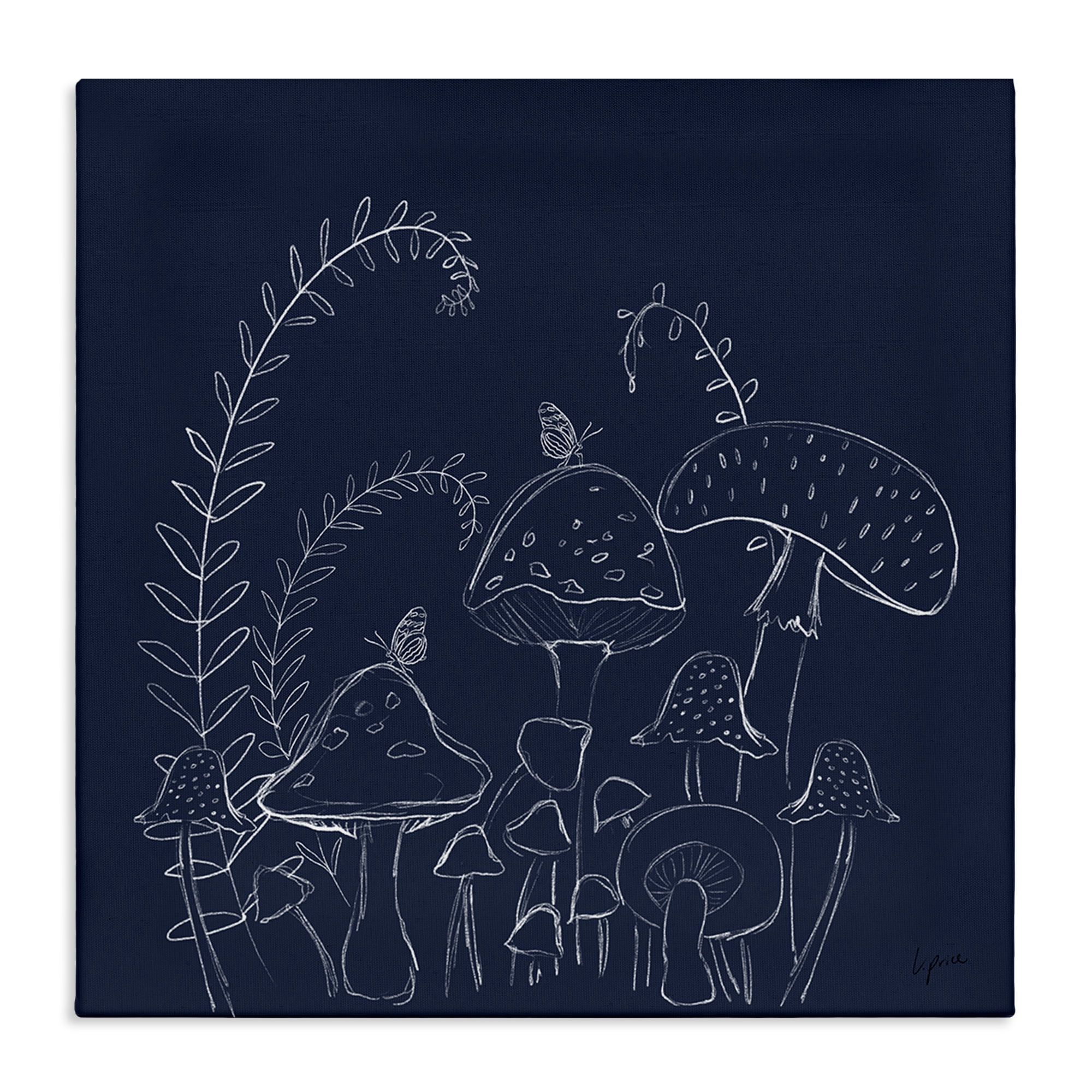 Stupell Industries Happy Mushroom Garden Plants & Flowers Painting Wrapped Canvas Art Print Wall Art, 36 x 36