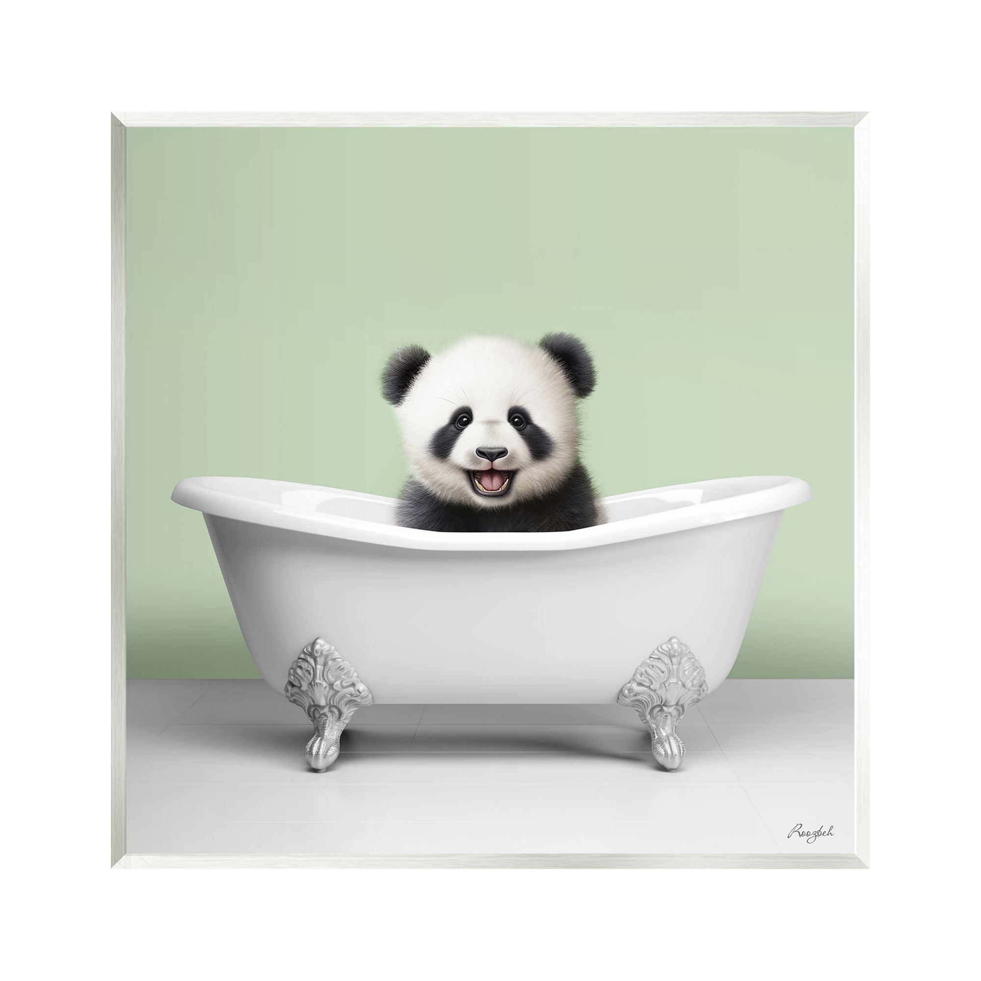 Stupell Industries Happy Panda in Bathtub Animals & Insects Painting Unframed Art Print Wall Art, 12 x 12