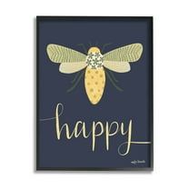Stupell Industries Happy Patterned Insect Bug Calligraphy Graphic Art Black Framed Art Print Wall Art, Design by Katie Doucette