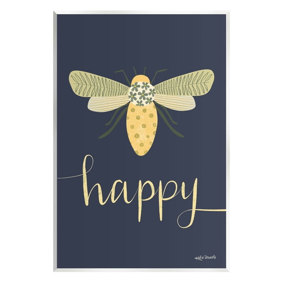 Stupell Industries Happy Patterned Insect Bug Calligraphy Graphic Art Unframed Art Print Wall Art, Design by Katie Doucette