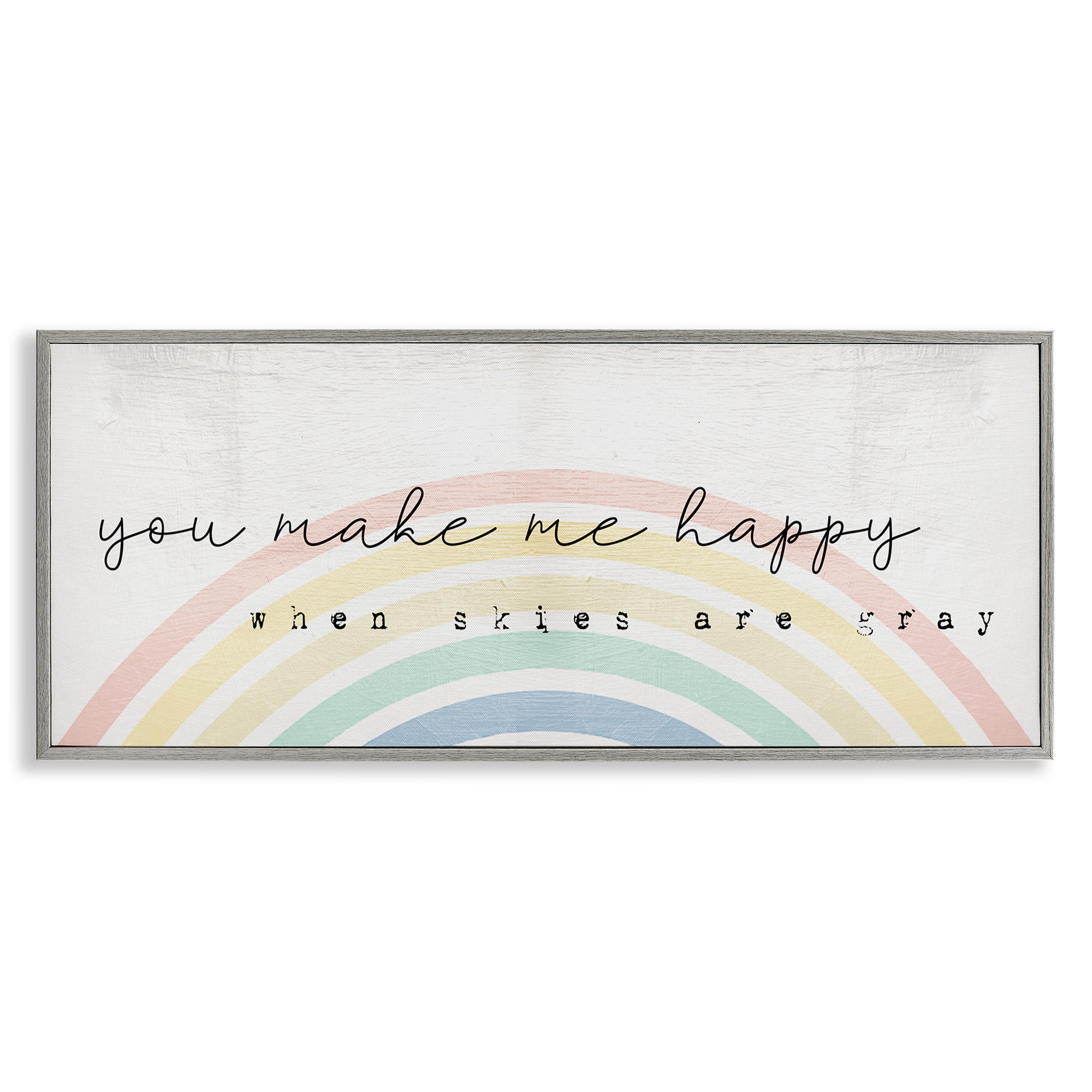 Stupell Industries Happy Phrase Rustic Rainbow Typography Painting Gray ...