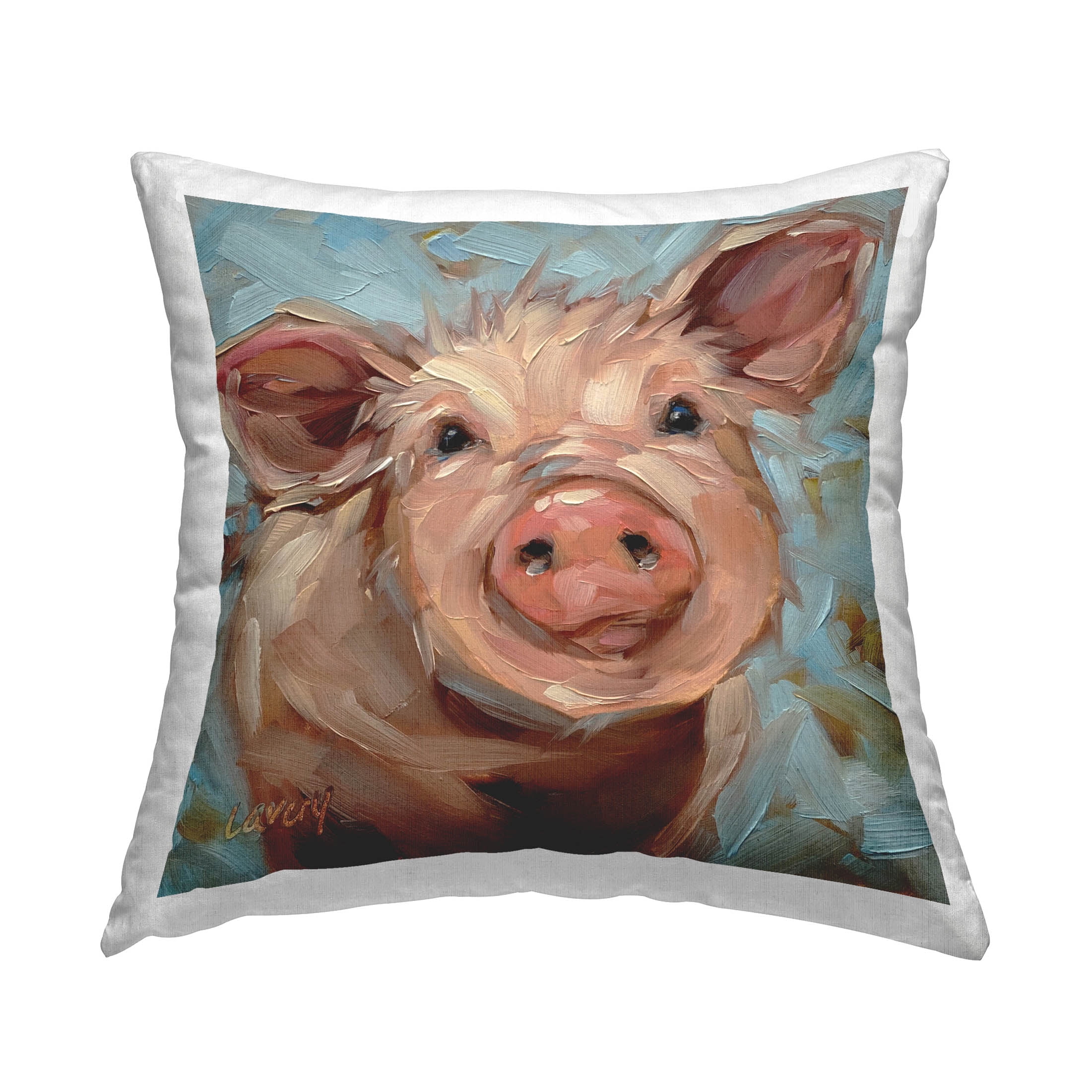 Stupell Industries Happy Pig Gazing Animal Printed Throw Pillow Design by Andrea Lavery