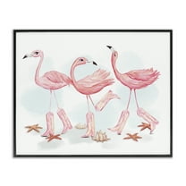 Stupell Industries Happy Pink Cowgirl Flamingoes Black Framed Giclee Art design by Ziwei Li, 11 x 14