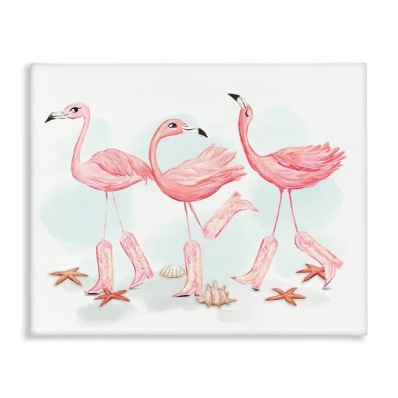 Stupell Industries Happy Pink Cowgirl Flamingoes Canvas Wall Art design by Ziwei Li, 30 x 40