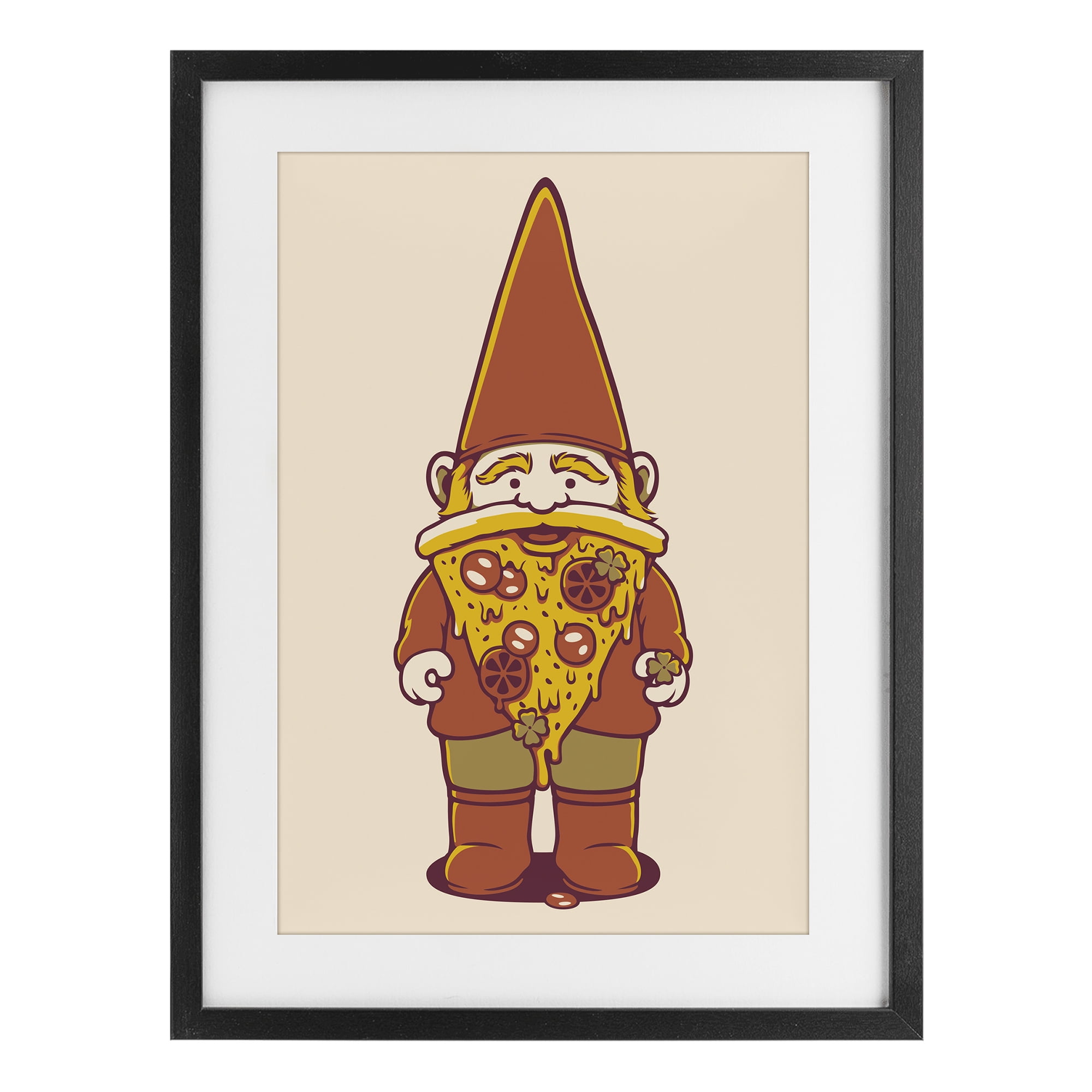 Stupell Industries Happy Pizza Gnome Black Framed Print Under Glass, design by Tobe Fonseca
