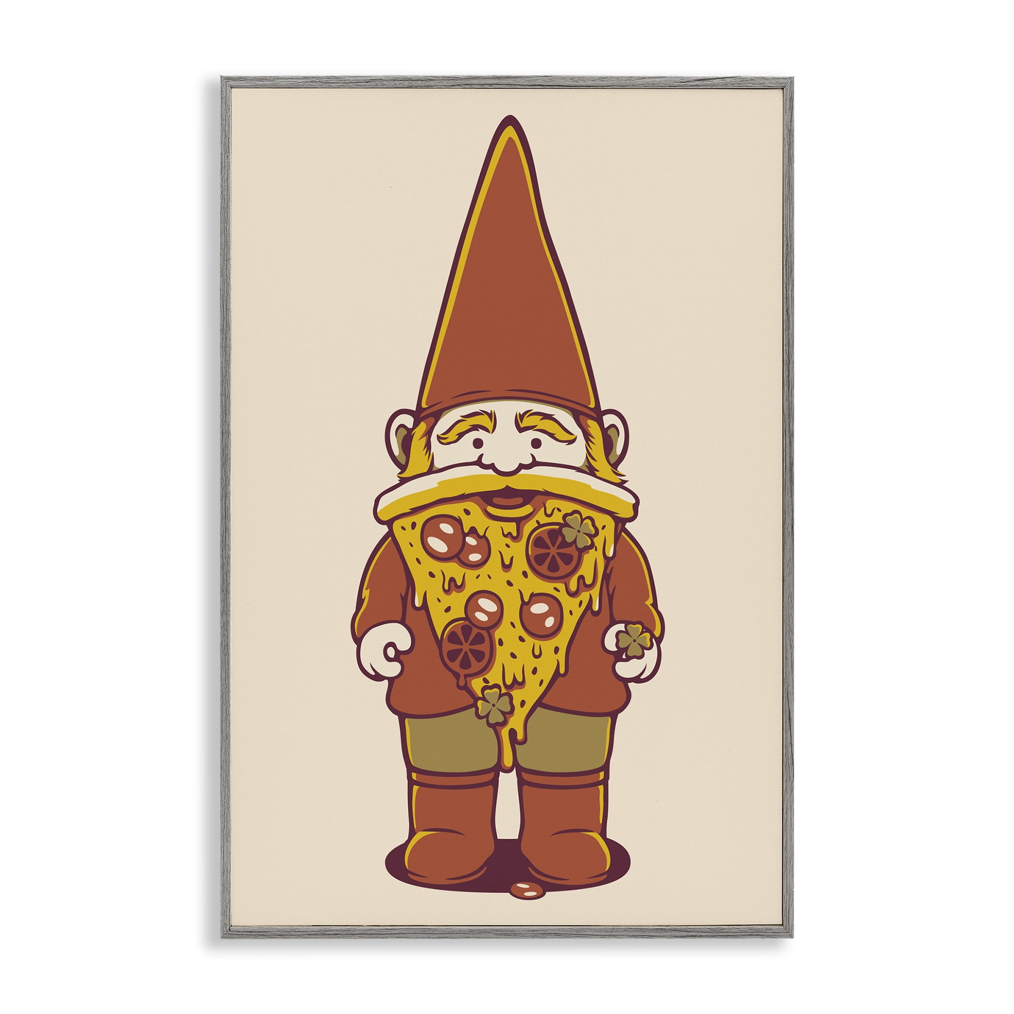 Stupell Industries Happy Pizza Gnome Gray Framed Giclee Art, design by Tobe Fonseca