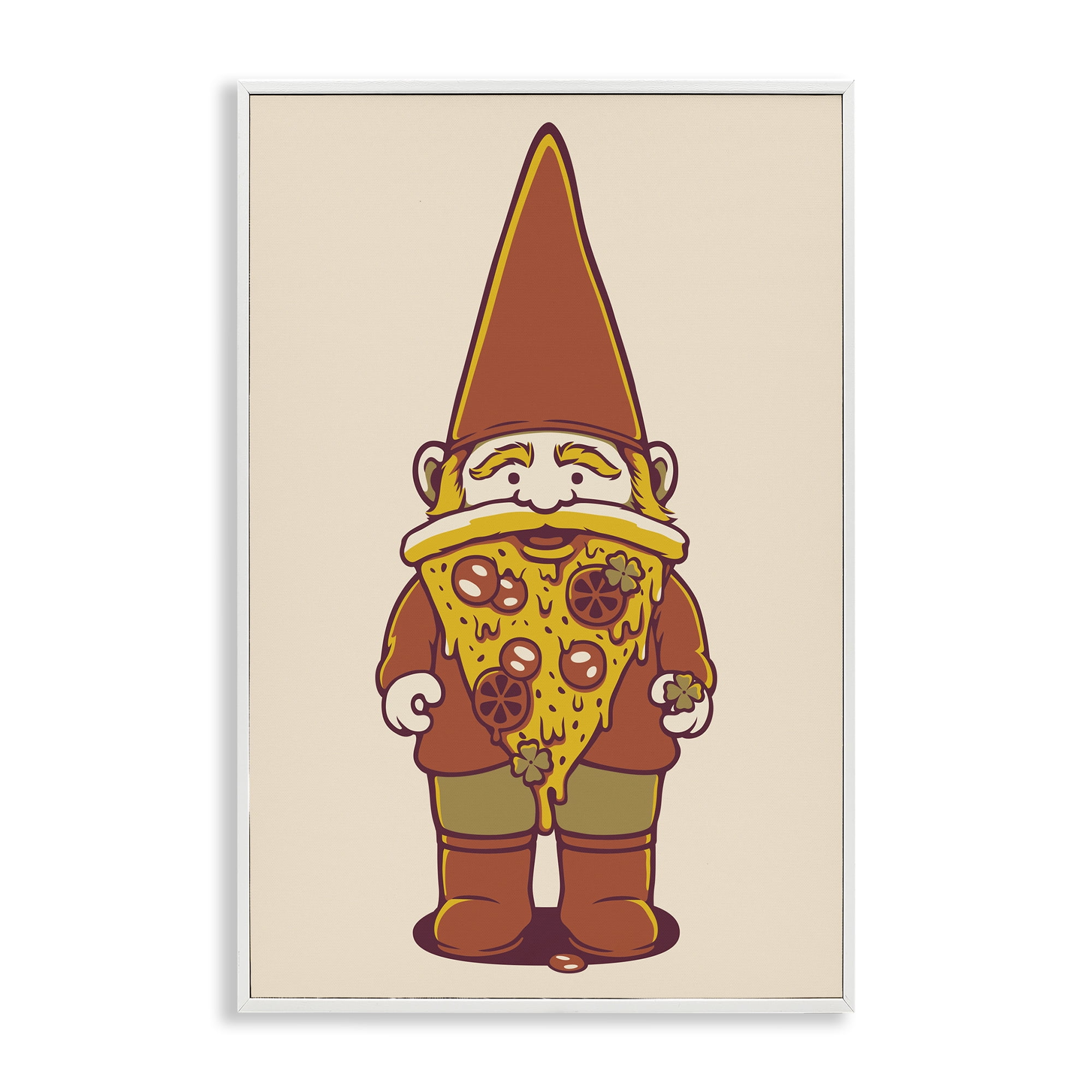 Stupell Industries Happy Pizza Gnome White Framed Giclee Art, design by Tobe Fonseca