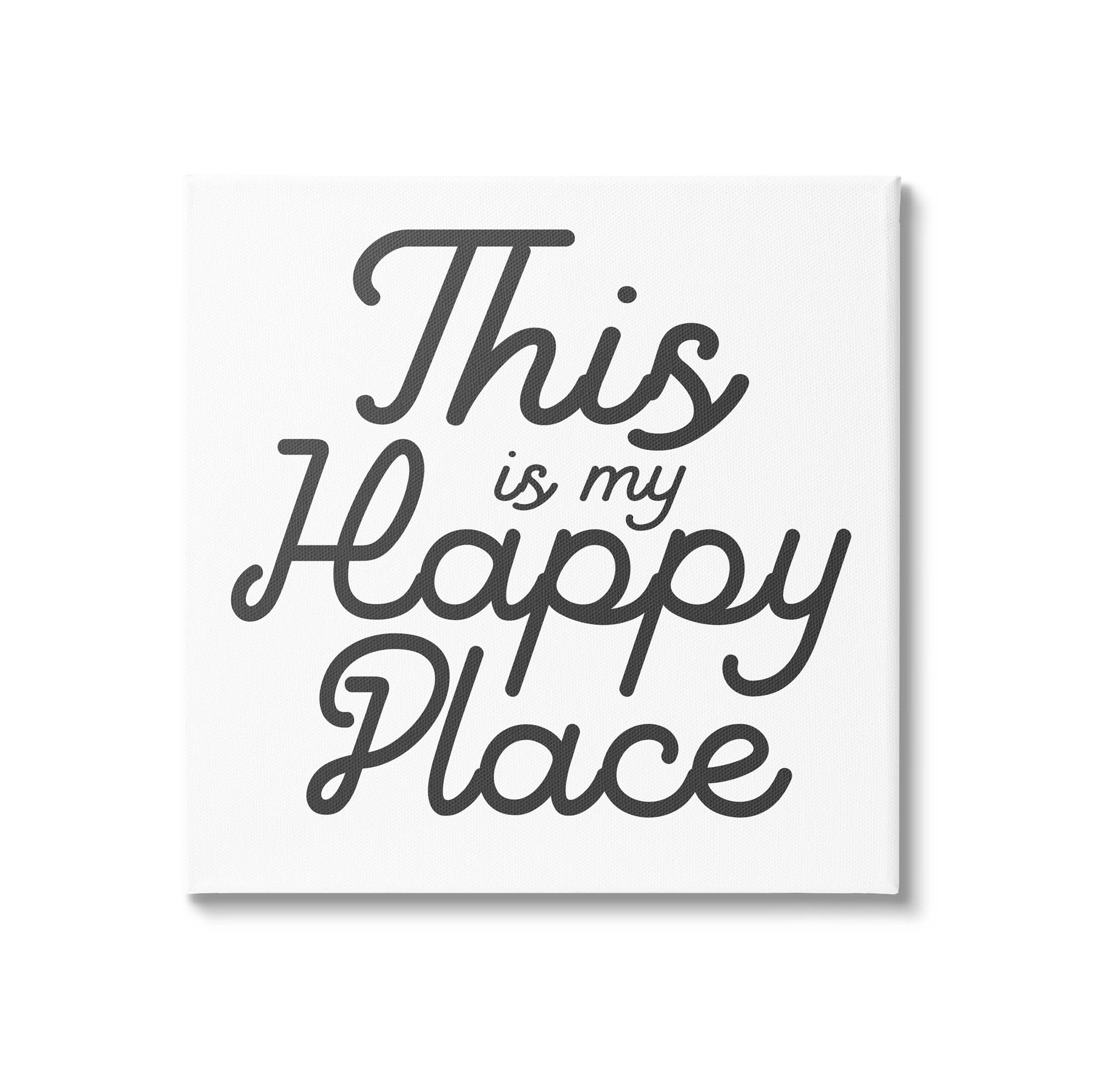 Stupell Industries Happy Place Typography Graphic Art Gallery Wrapped Canvas Print Wall Art, Design by Daphne Polselli