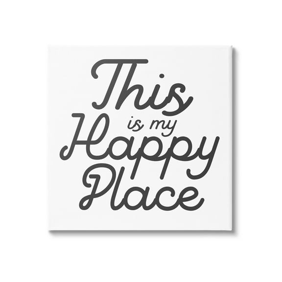 Stupell Industries Happy Place Typography Graphic Art Gallery Wrapped Canvas Print Wall Art, Design by Daphne Polselli