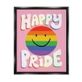 thumbnail image 1 of Stupell Industries Happy Pride Retro Rainbow Smiley Holiday Painting Black Floater Framed Art Print Wall Art, 1 of 6