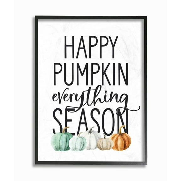 Stupell Industries Happy Pumpkin Everything Autumn Fall Seasonal DesignFramed Wall Art By Artist Lettered and Lined