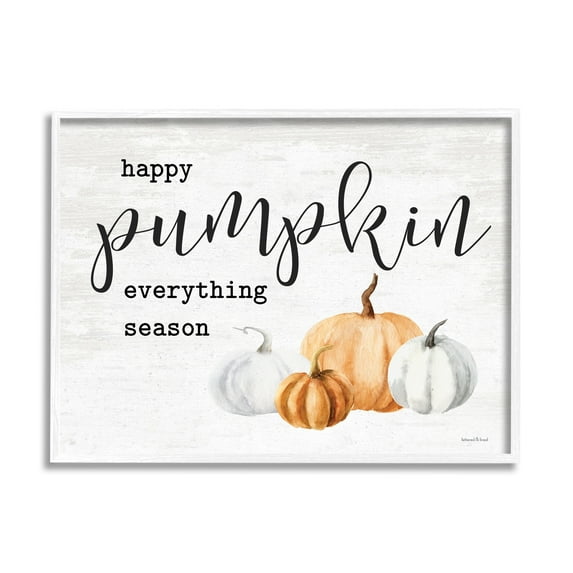 Stupell Industries Happy Pumpkin Everything Season Phrase Autumn Harvest Gourds, 14 x 11, Design by Lettered and Lined