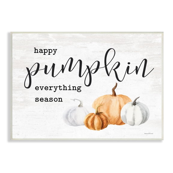 Stupell Industries Happy Pumpkin Everything Season Phrase Autumn Harvest Gourds, 15 x 10, Design by Lettered and Lined