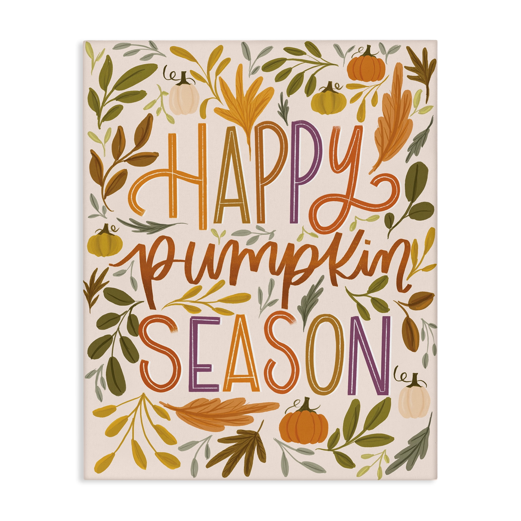Stupell Industries Happy Pumpkin Season Plants & Flowers Painting Wrapped Canvas Art Print Wall Art, 24 x 30