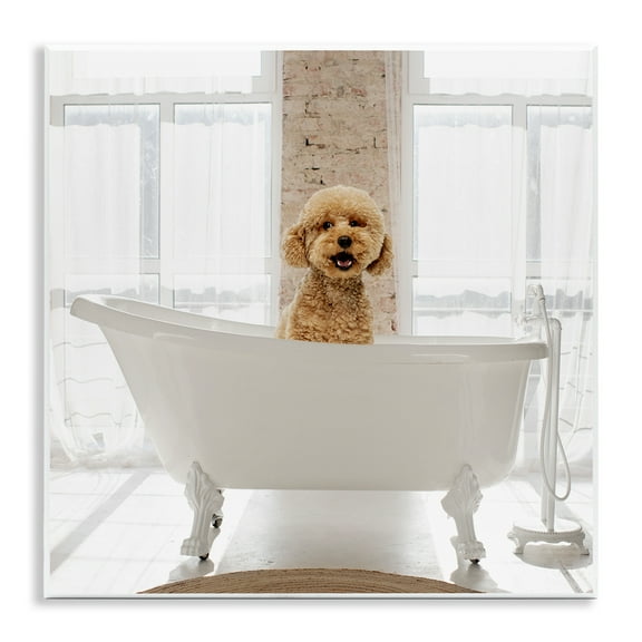 Stupell Industries Happy Puppy in Bathtub Animals Painting Unframed Art Print Wall Art, 12 x 12