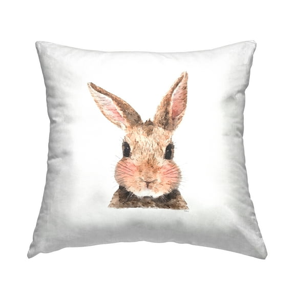 Stupell Industries Happy Rabbit Face Animal Square Decorative Printed Throw Pillow, 18 x 18,