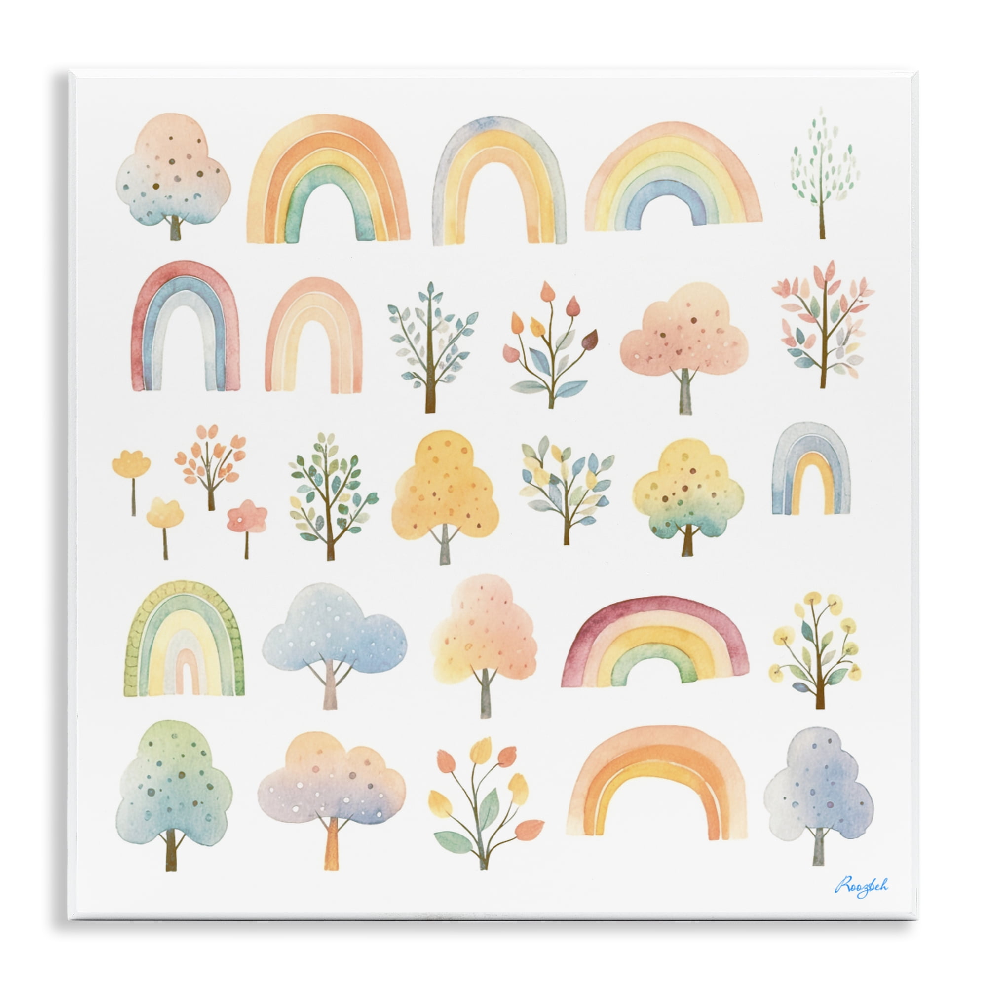 Stupell Industries Happy Rainbows & Foliage Wall Plaque Art, design by Roozbeh