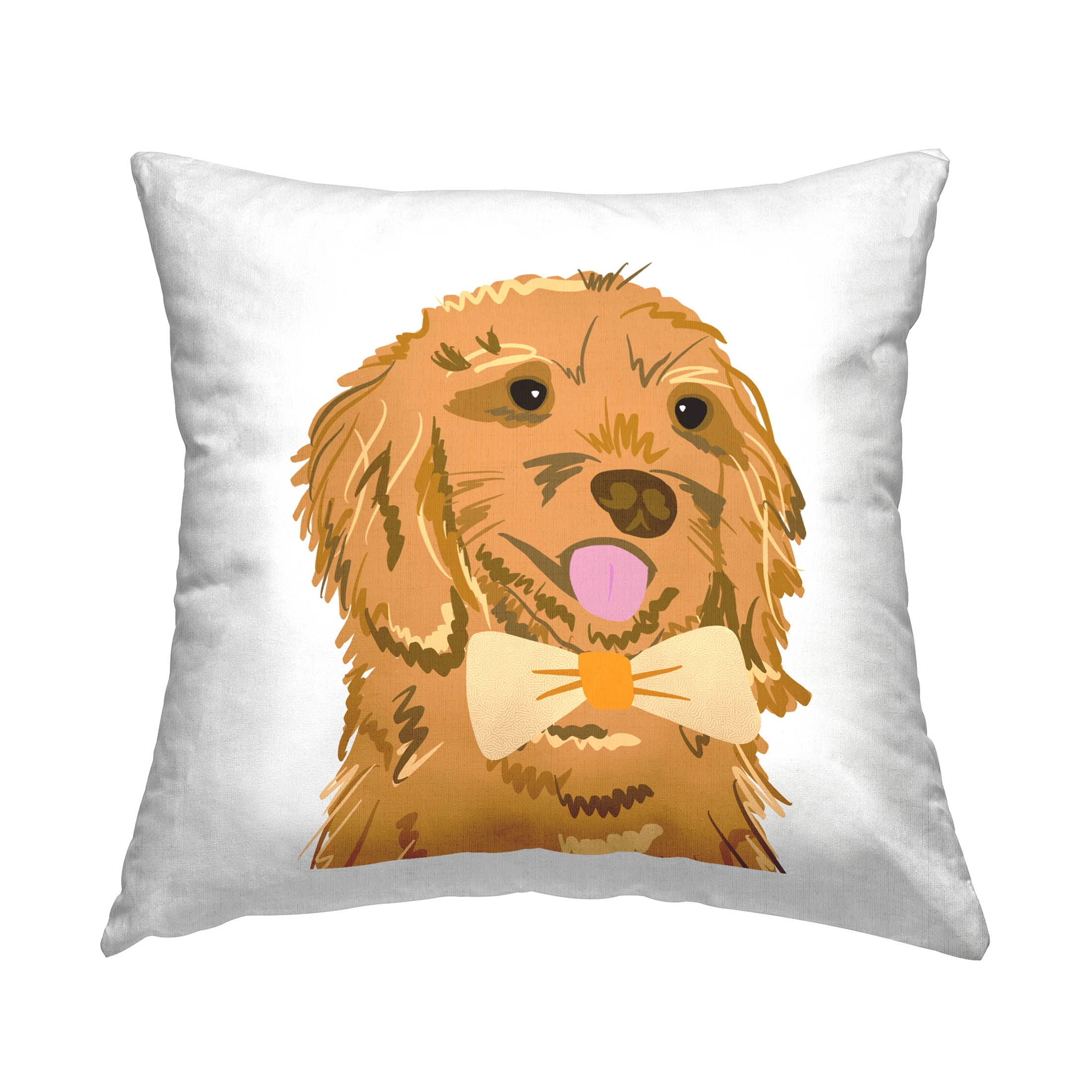 Stupell Industries Happy Retriever Dog Bowtie Printed Throw Pillow Design by Anna Quach