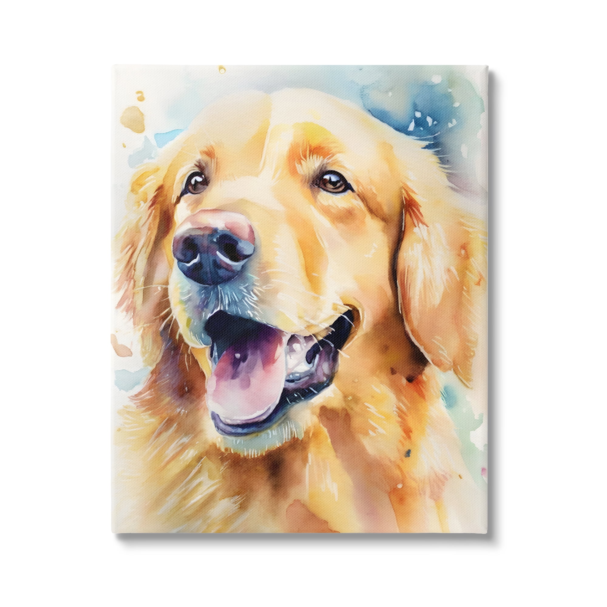 Stupell Industries Happy Retriever Portrait Animals & Insects Painting Gallery Wrapped Canvas Art Print Wall Art, 24 x 30