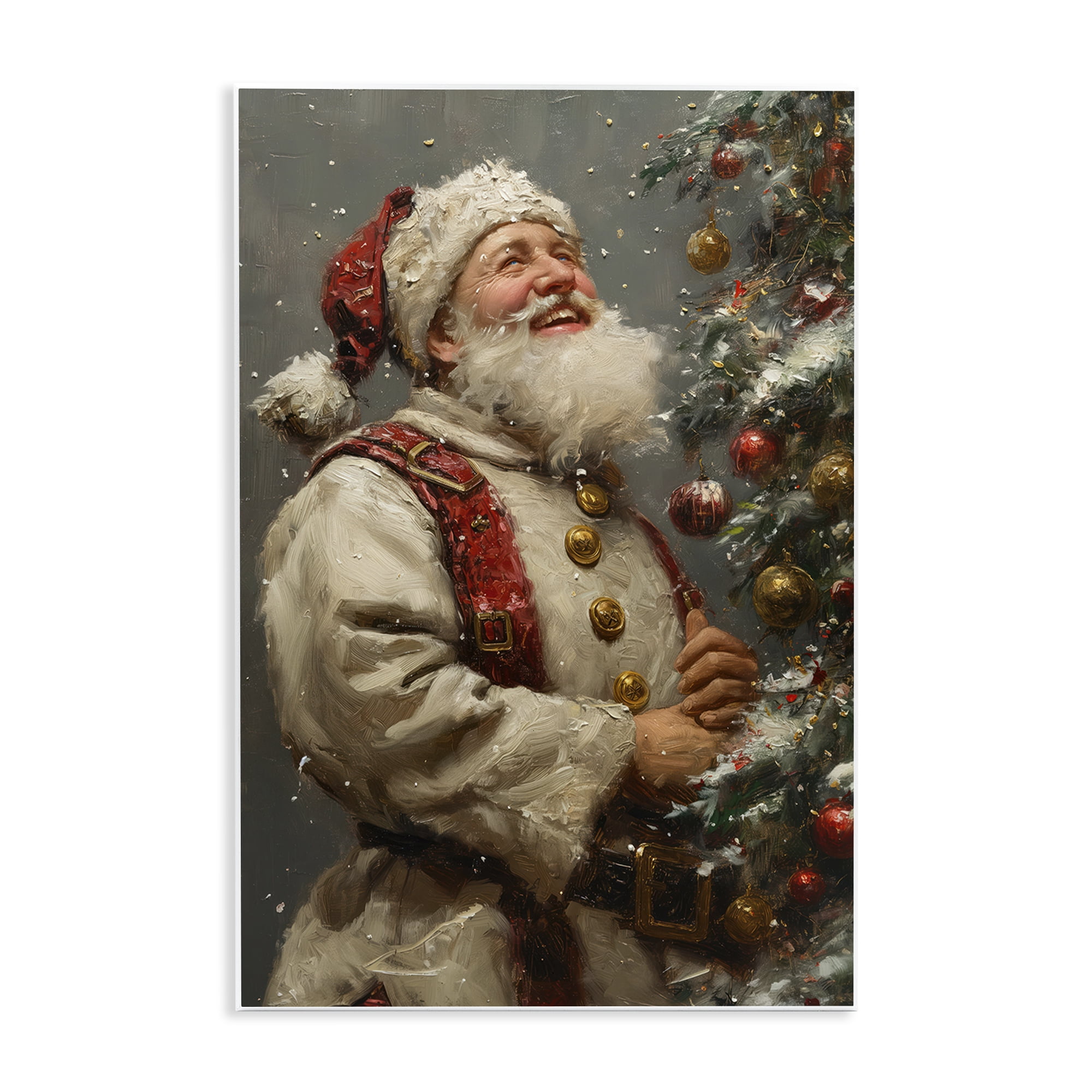 Stupell Industries Happy Santa & Tree Holiday Painting Unframed Art Print Wall Art, 10 x 15