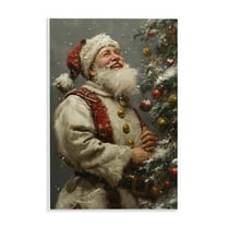 Stupell Industries Happy Santa & Tree Holiday Painting Unframed Art Print Wall Art, 10 x 15