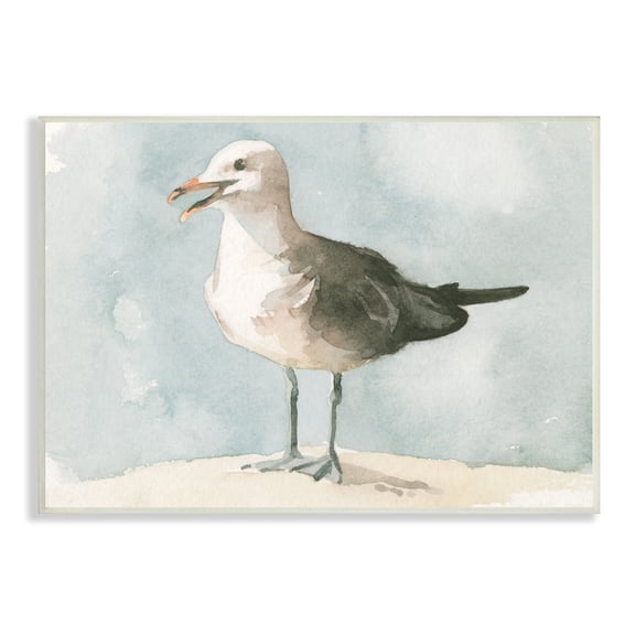 Stupell Industries Happy Seagull Soft Focus Resting On Beach , 10 x 15, Designed by Emma Caroline