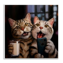 Stupell Industries Happy Selfie Cats Animals Painting Unframed Art Print Wall Art, 12 x 12