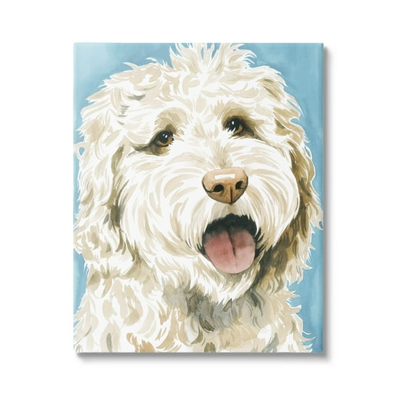 Stupell Industries Happy Shaggy Dog Portrait Painting Gallery Wrapped Canvas Print Wall Art, Design by Grace Popp