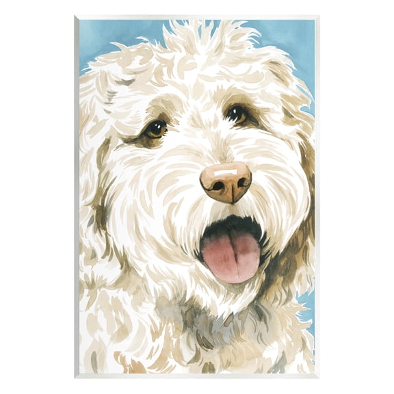 Stupell Industries Happy Shaggy Dog Portrait Painting Unframed Art Print Wall Art, Design by Grace Popp