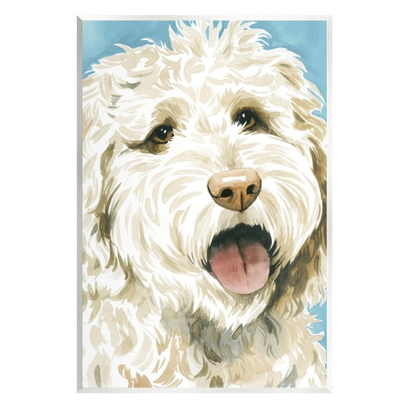 Stupell Industries Happy Shaggy Dog Portrait Painting Unframed Art Print Wall Art, Design by Grace Popp