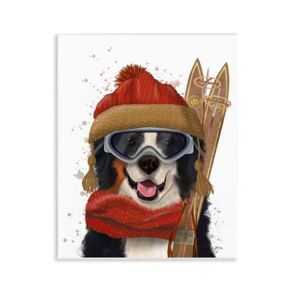 Stupell Industries Happy Skiing Dog Animals & Insects Painting Unframed Art Prints Wall Art, 11 x 14