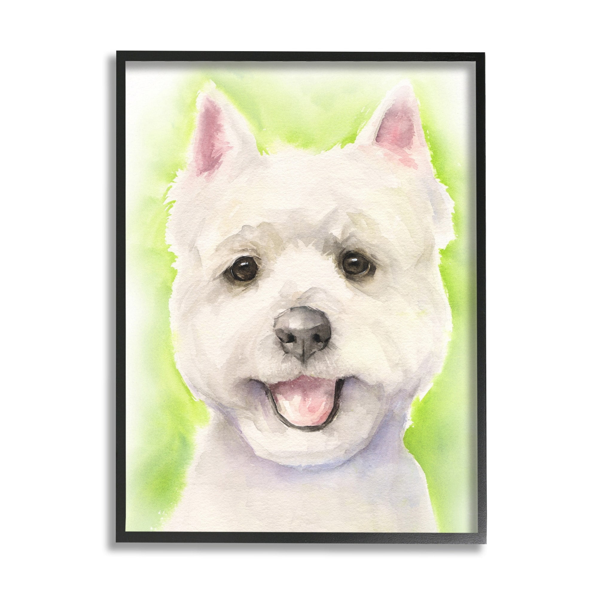 Stupell Industries Happy Smiling Westie Pet Dog In Grass Black Framed, 24 x 30, Design by George Dyachenko