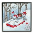 thumbnail image 1 of Stupell Industries Happy Snowman Trio Sledding Holiday Painting Black Framed Art Print Wall Art, 24 x 24, 1 of 9