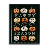 Stupell Industries Happy Spooky Season Pumpkins Graphic Art Black Framed Art Print Wall Art, Design by Elizabeth Tyndall