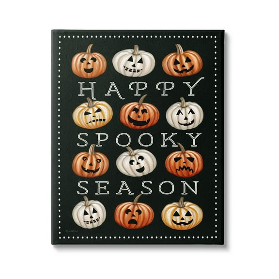 Stupell Industries Happy Spooky Season Pumpkins Graphic Art Gallery Wrapped Canvas Print Wall Art, Design by Elizabeth Tyndall