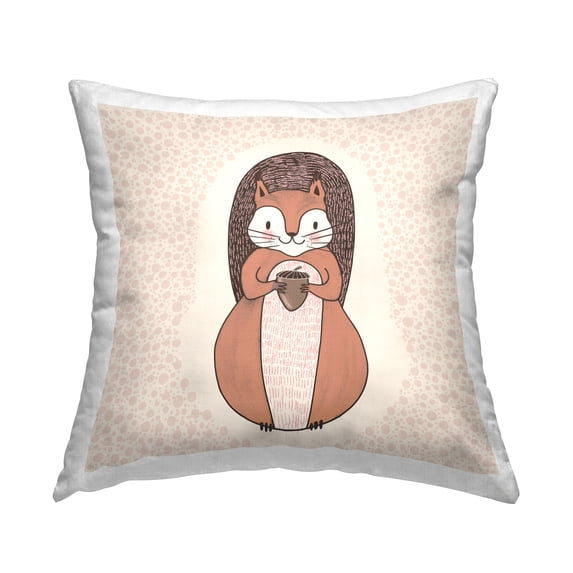 Stupell Industries Happy Squirrel & Acorn Polka Dot Pattern Design by Birgit Maria Kiennast Throw Pillow
