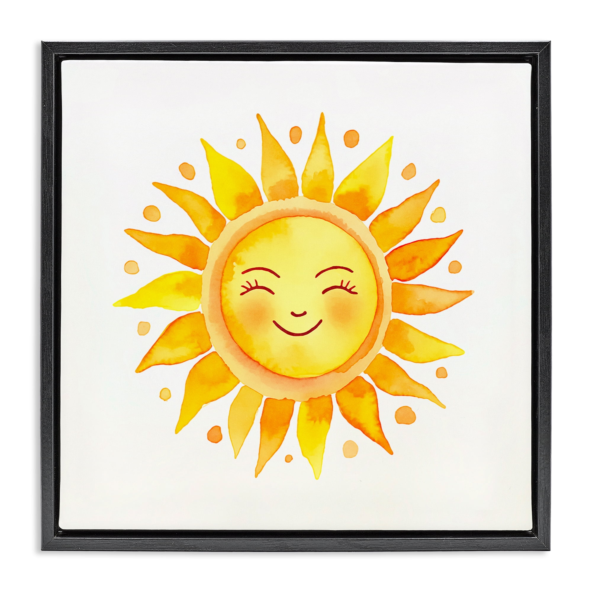 Stupell Industries Happy Sun Boho Rays Landscape & Nature Painting Black Floater Framed Canvas Art Print Wall Art, 25 x 25