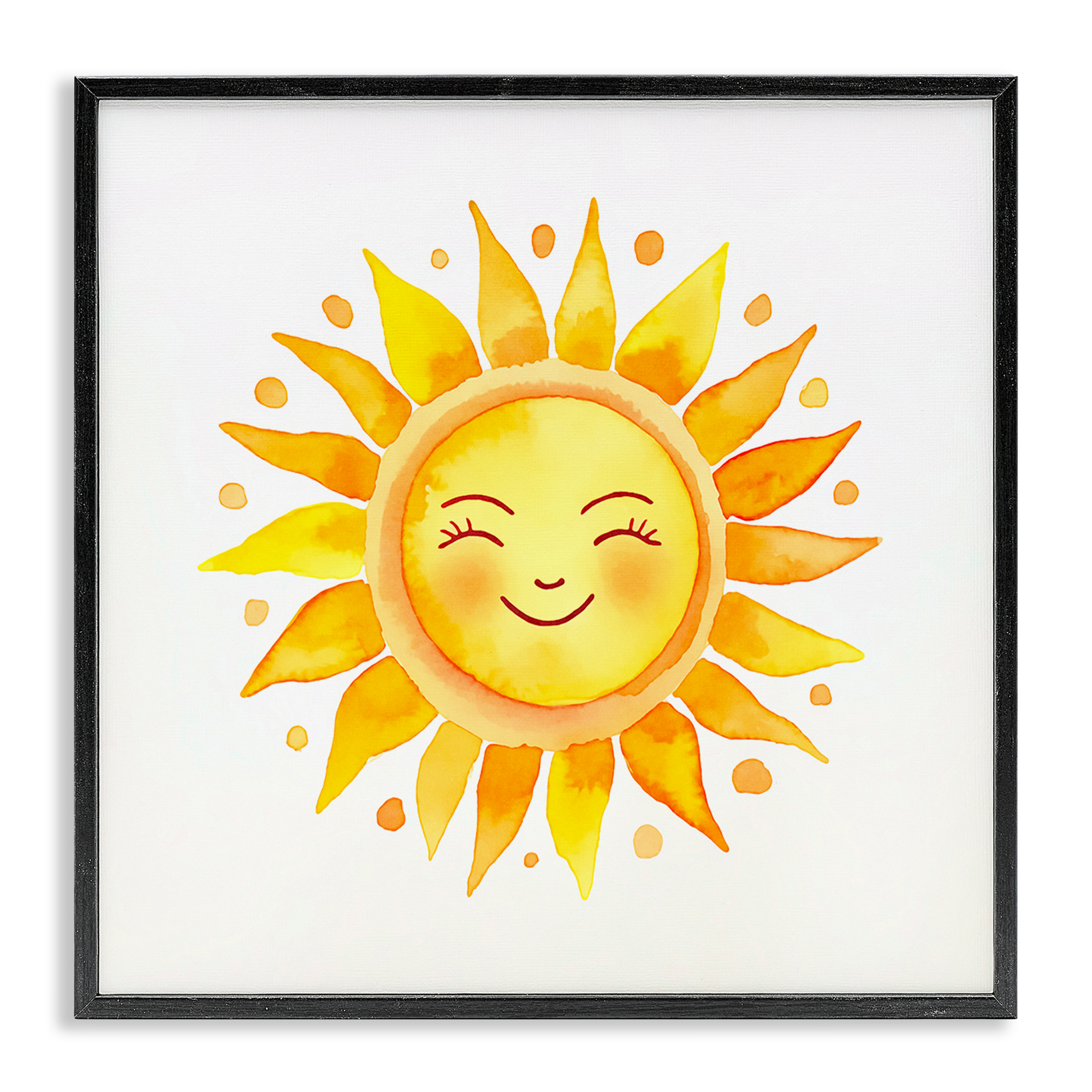 Stupell Industries Happy Sun Boho Rays Landscape & Nature Painting Black Framed Art Print Wall Art, 17 x 17