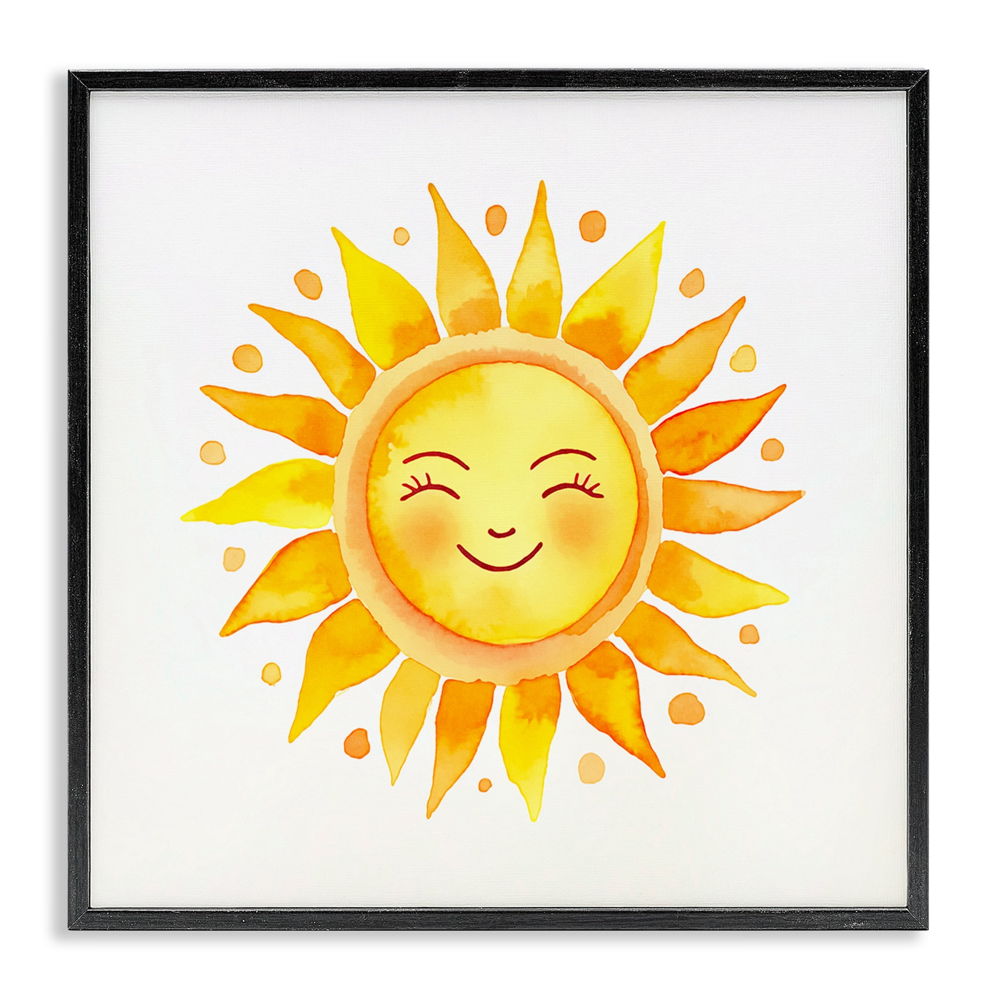 Stupell Industries Happy Sun Boho Rays Landscape & Nature Painting Black Framed Art Print Wall Art, 24 x 24