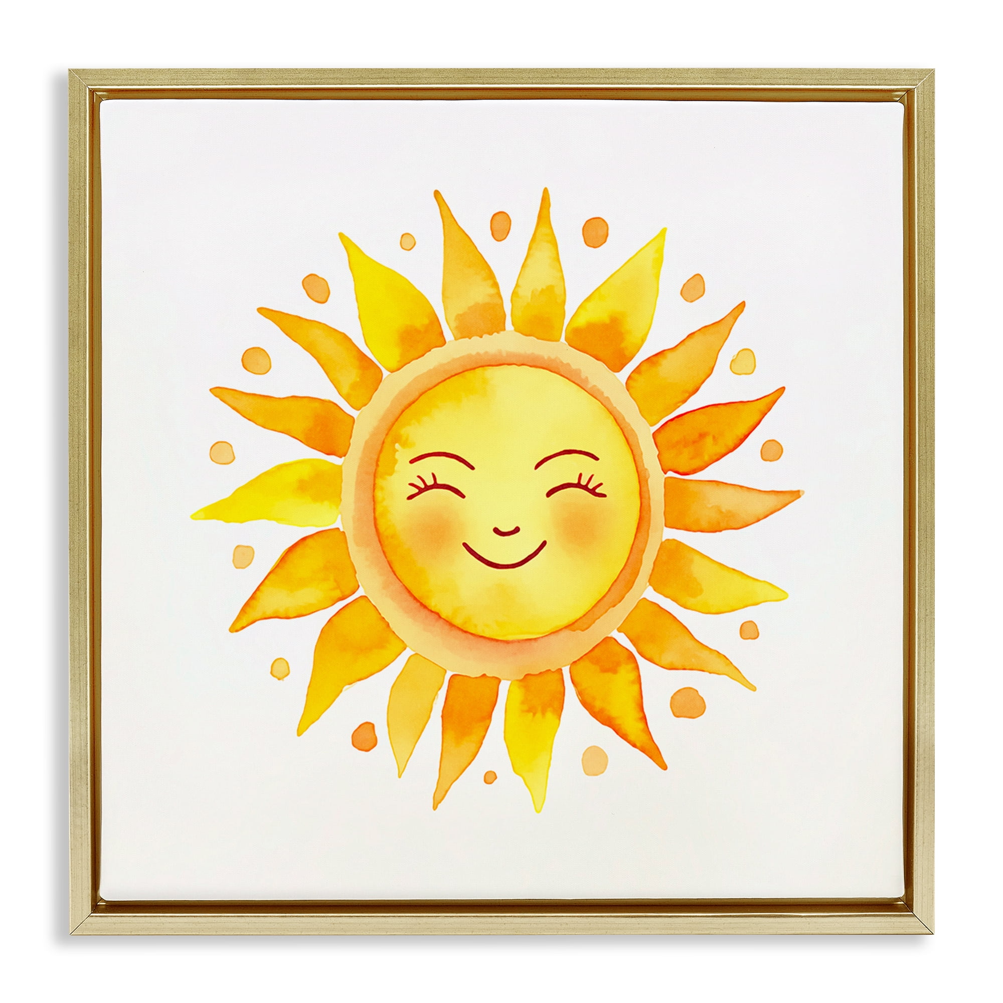 Stupell Industries Happy Sun Boho Rays Landscape & Nature Painting Gold Floater Framed Canvas Art Print Wall Art, 18 x 18