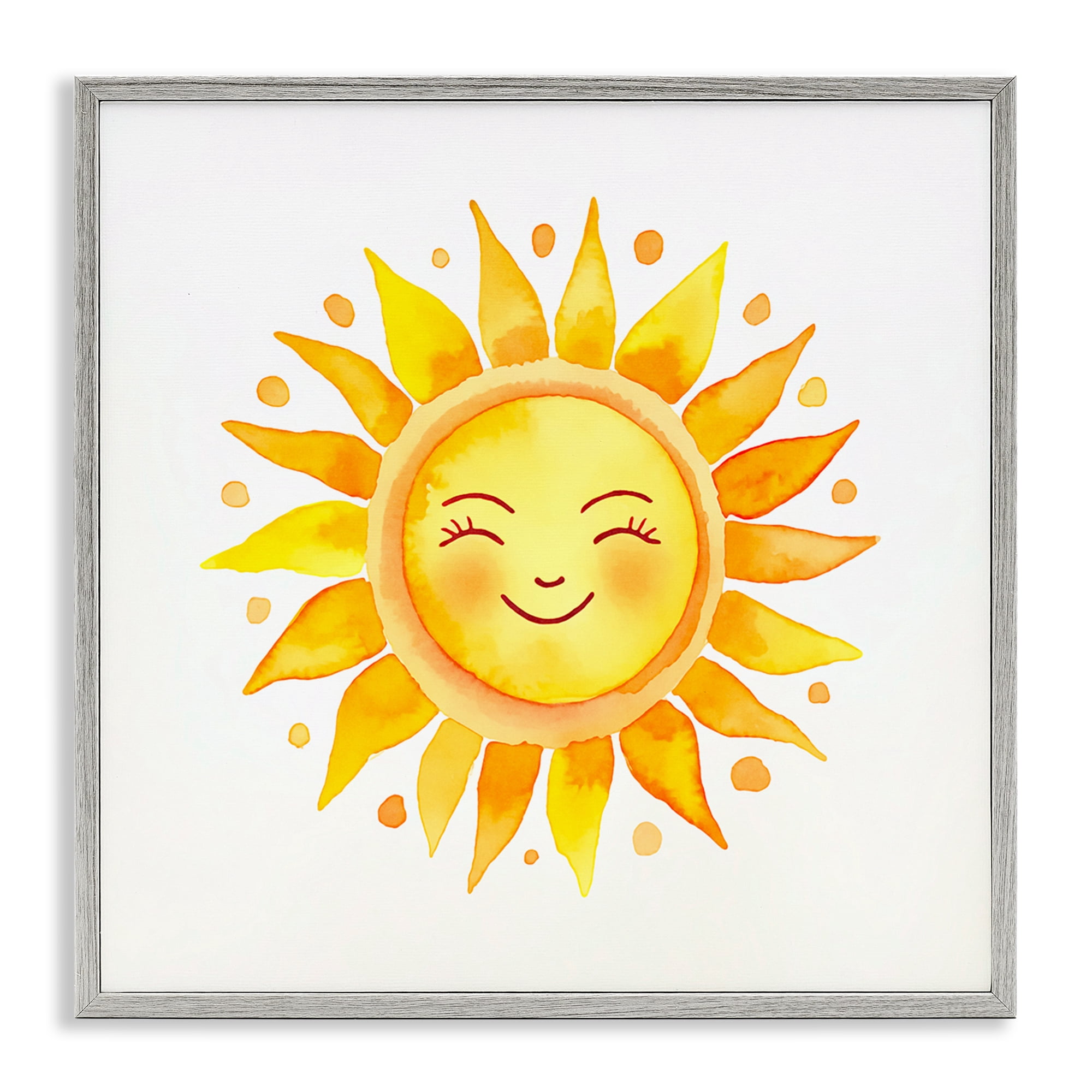 Stupell Industries Happy Sun Boho Rays Landscape & Nature Painting Gray Framed Art Print Wall Art, 12 x 12