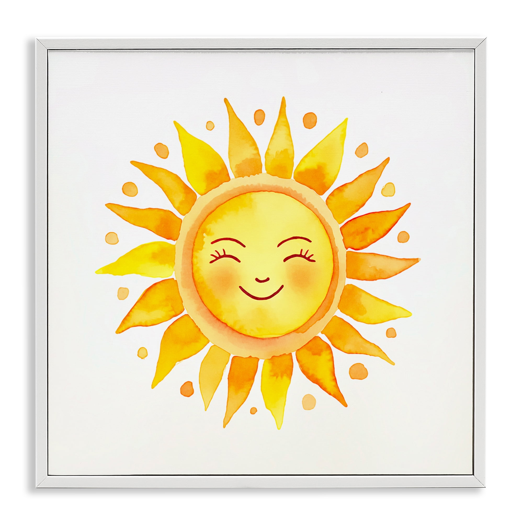 Stupell Industries Happy Sun Boho Rays Landscape & Nature Painting White Framed Art Print Wall Art, 17 x 17