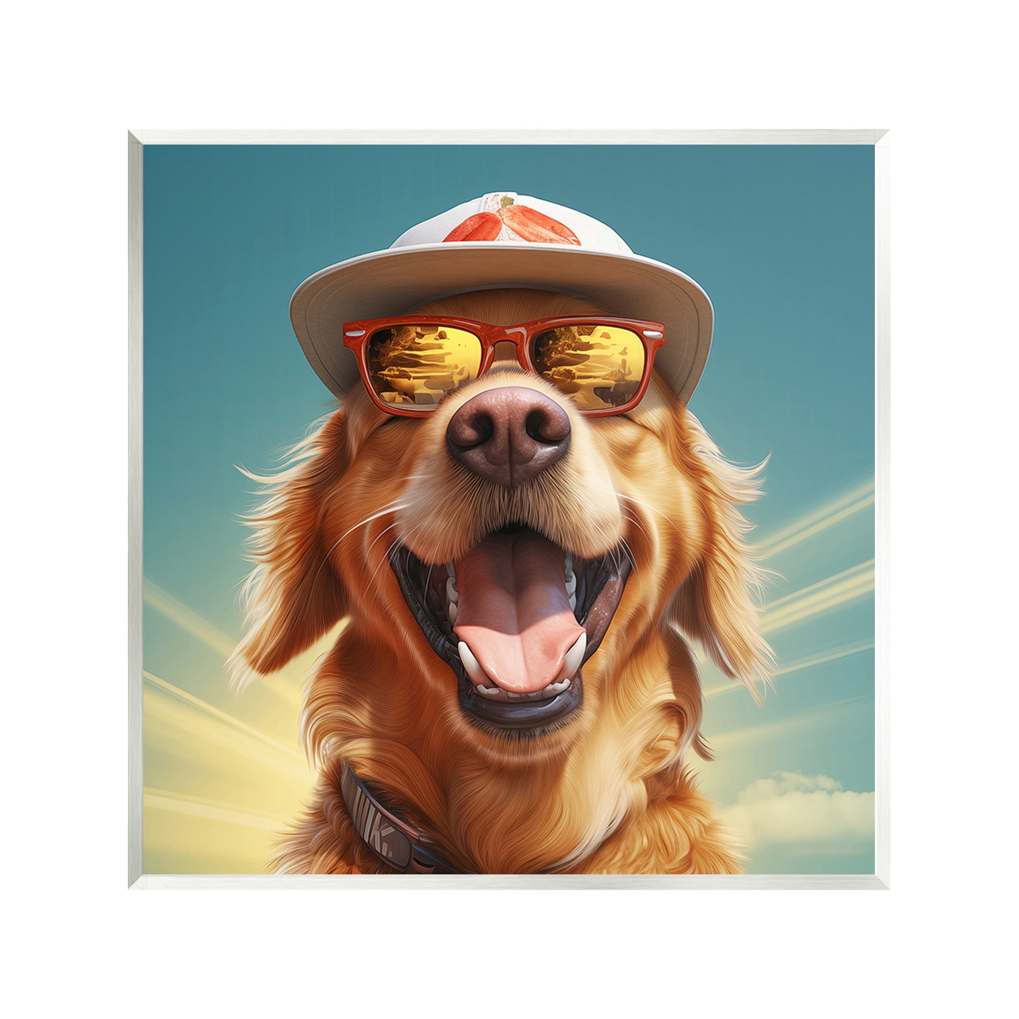 Stupell Industries Happy Sunlit Dog Animals & Insects Painting Unframed Art Print Wall Art, 12 x 12