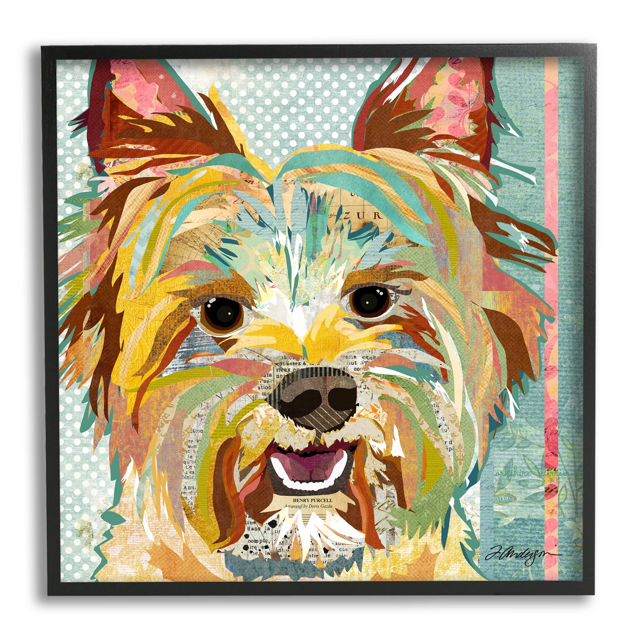 Stupell Industries Happy Terrier Pet Portrait Collage Graphic Art Black Framed Art Print Wall Art, Design by Traci Anderson