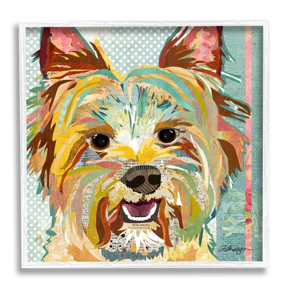 Stupell Industries Happy Terrier Pet Portrait Collage Graphic Art White Framed Art Print Wall Art, Design by Traci Anderson