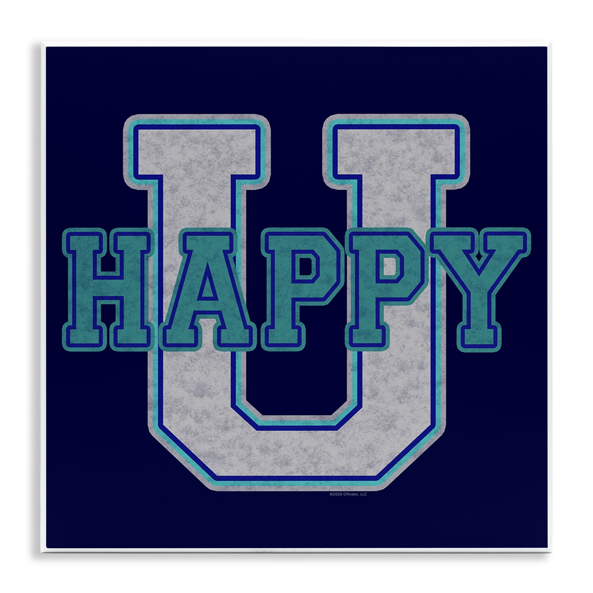 Stupell Industries Happy U Varsity Style Text & Numbers Painting Unframed Art Print Wall Art, 12 x 12