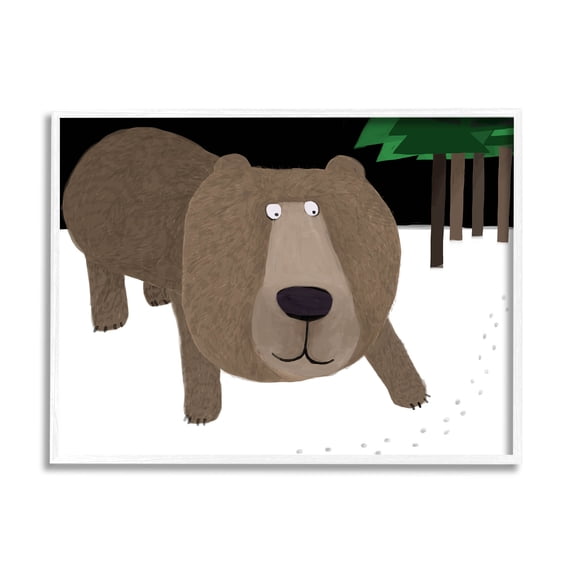 Stupell Industries Happy Winter Bear Paw Prints Graphic Art White Framed Art Print Wall Art, Design by Carla Daly
