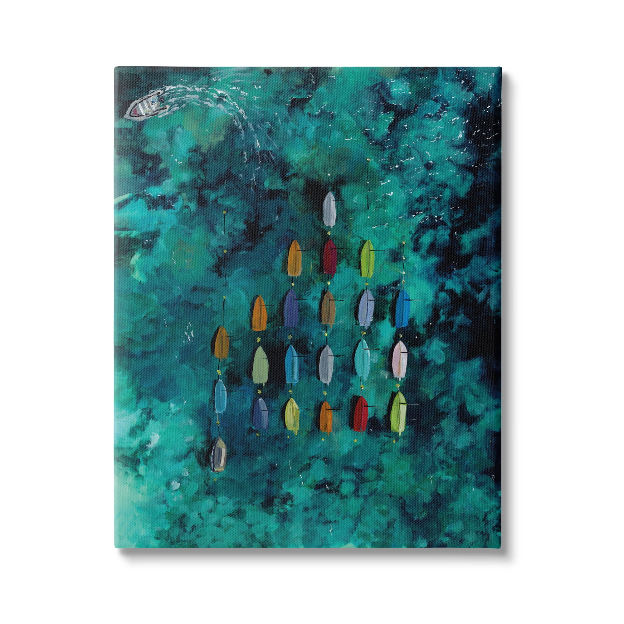 Stupell Industries Harbor From Above Painting Nature Painting Gallery Wrapped Canvas Print Wall Art, 24 x 30