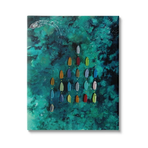 Stupell Industries Harbor From Above Painting Nature Painting Gallery Wrapped Canvas Print Wall Art, 24 x 30