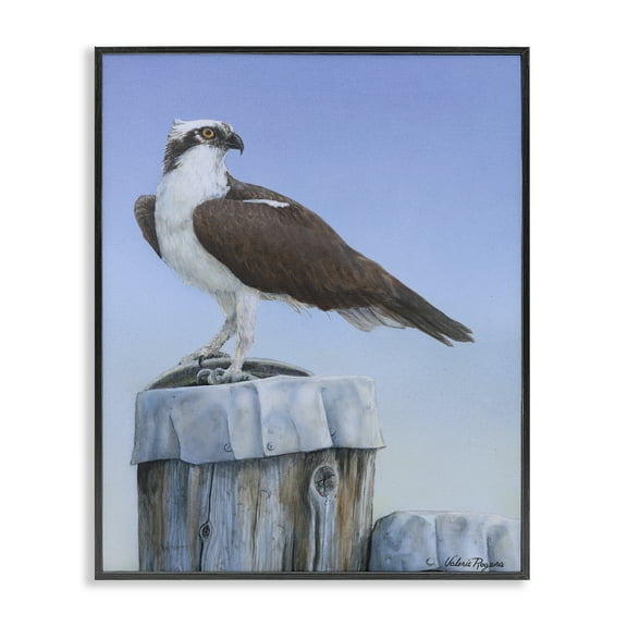 Stupell Industries Harbor Master Bird Perched Animals Painting Black Framed Art Print Wall Art, 11 x 14